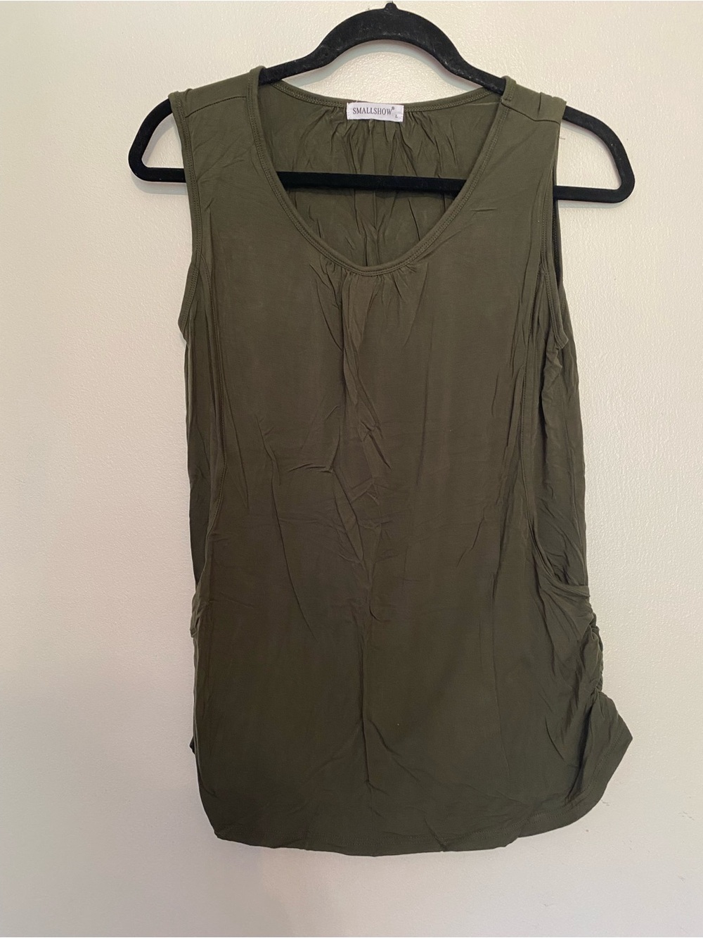 Olive Green Maternity Nursing Sleeveless Scoop Neck Top